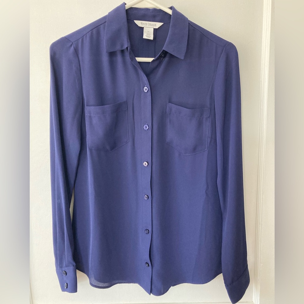 White House Black Market Navy Blouse